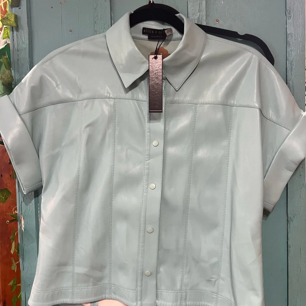 Alice + Olivia Pale Blue Button Down Shirt - Picture 1 of 6